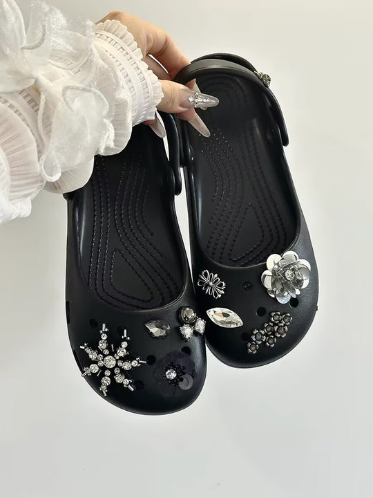 Damen modische Clogs mit funkelnden Dekorelementen R&B
