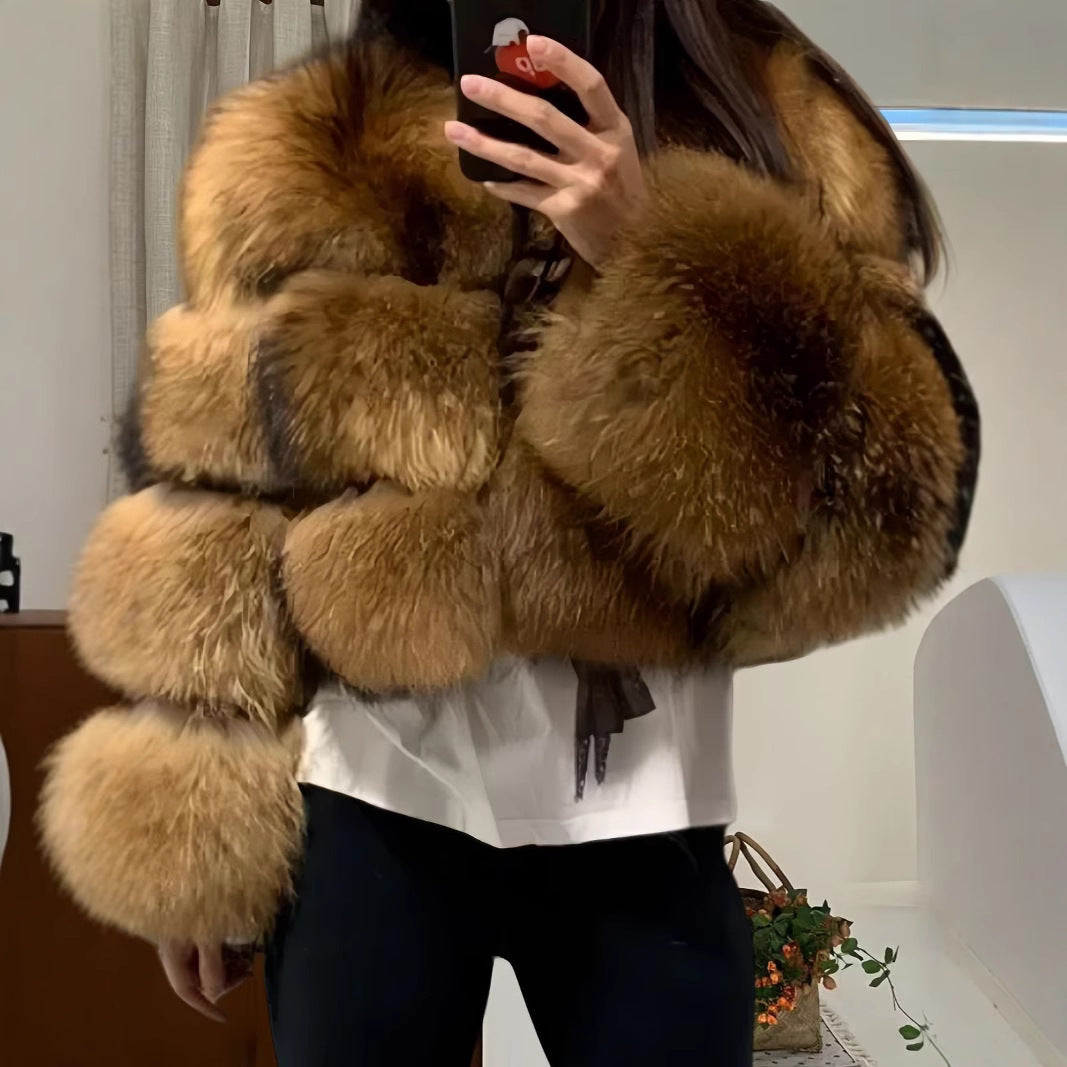 Damen kuschelige Pelzjacke R&B
