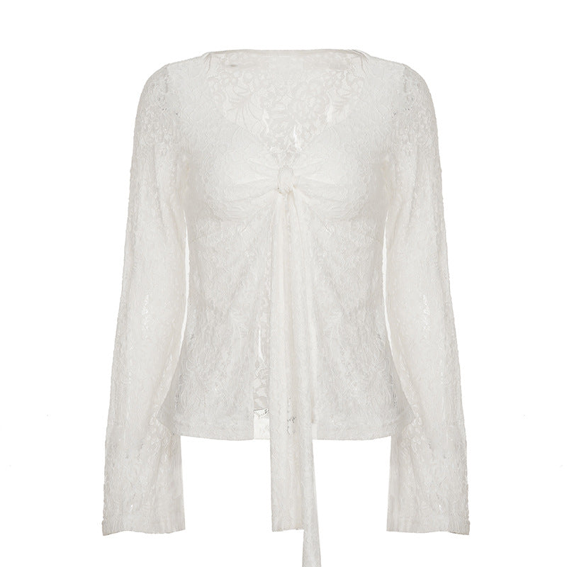 Damen Spitzenbluse mit romantischem Design R&B