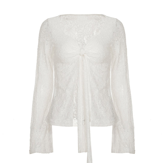 Damen Spitzentop mit eleganter Schleifenknotendetails R&B