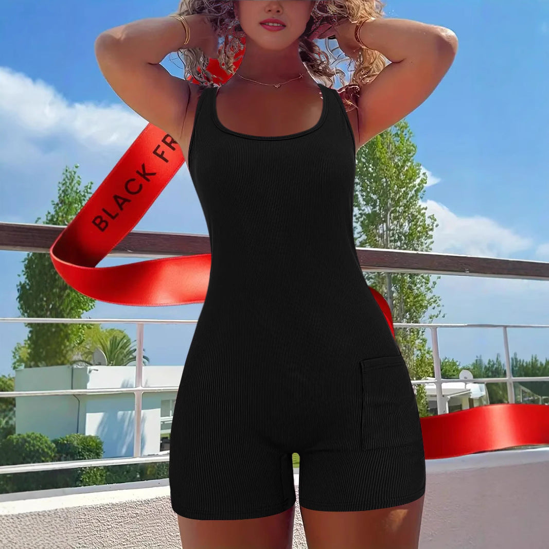 Damen ärmelloses Strickkleid mit Taschen R&B