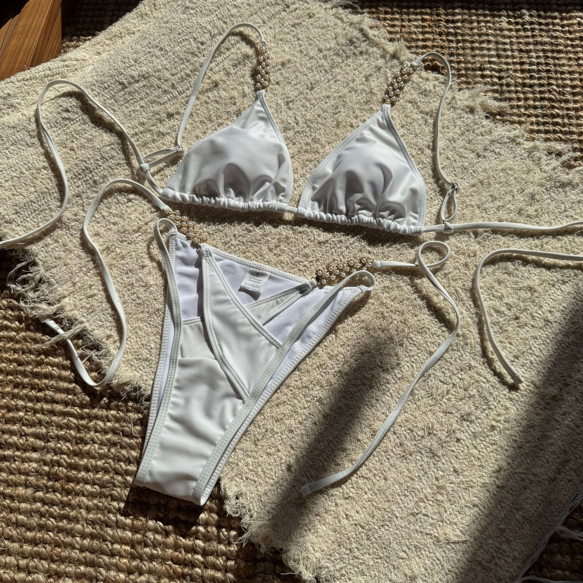 Damen Triangel-Bikini mit verzierten Trägern R&B