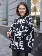 Damen übergroßer Pullover mit auffälligem Schriftzug und weichem Material R&B