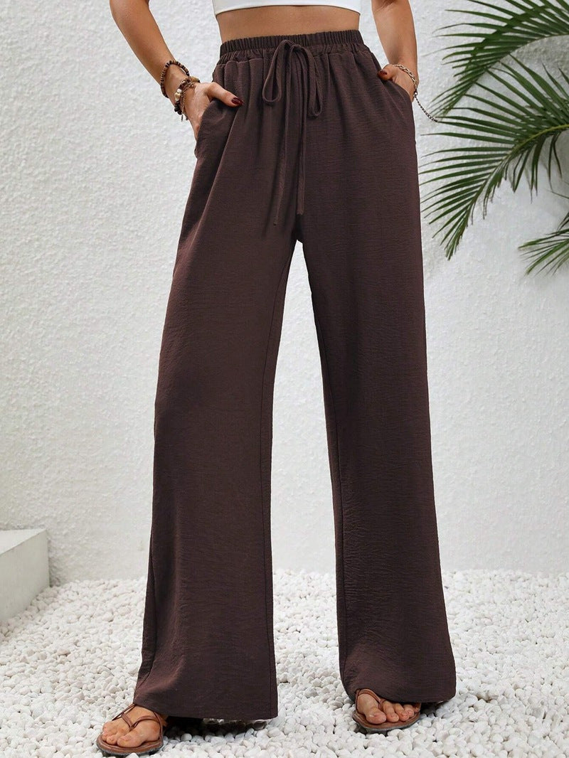 Damen Lässige, Breite Freizeithose mit Elastischem Bund und Seitlichen Taschen R&B