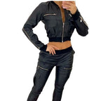 Damen cropped Jacke mit seitlichen Reißverschlusstaschen und elastischem Bund R&B