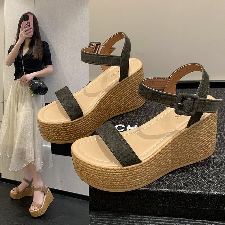 Damen-Plateau-Sandalen mit elegantem Riemchendesign und komfortabler Korksohle R&B
