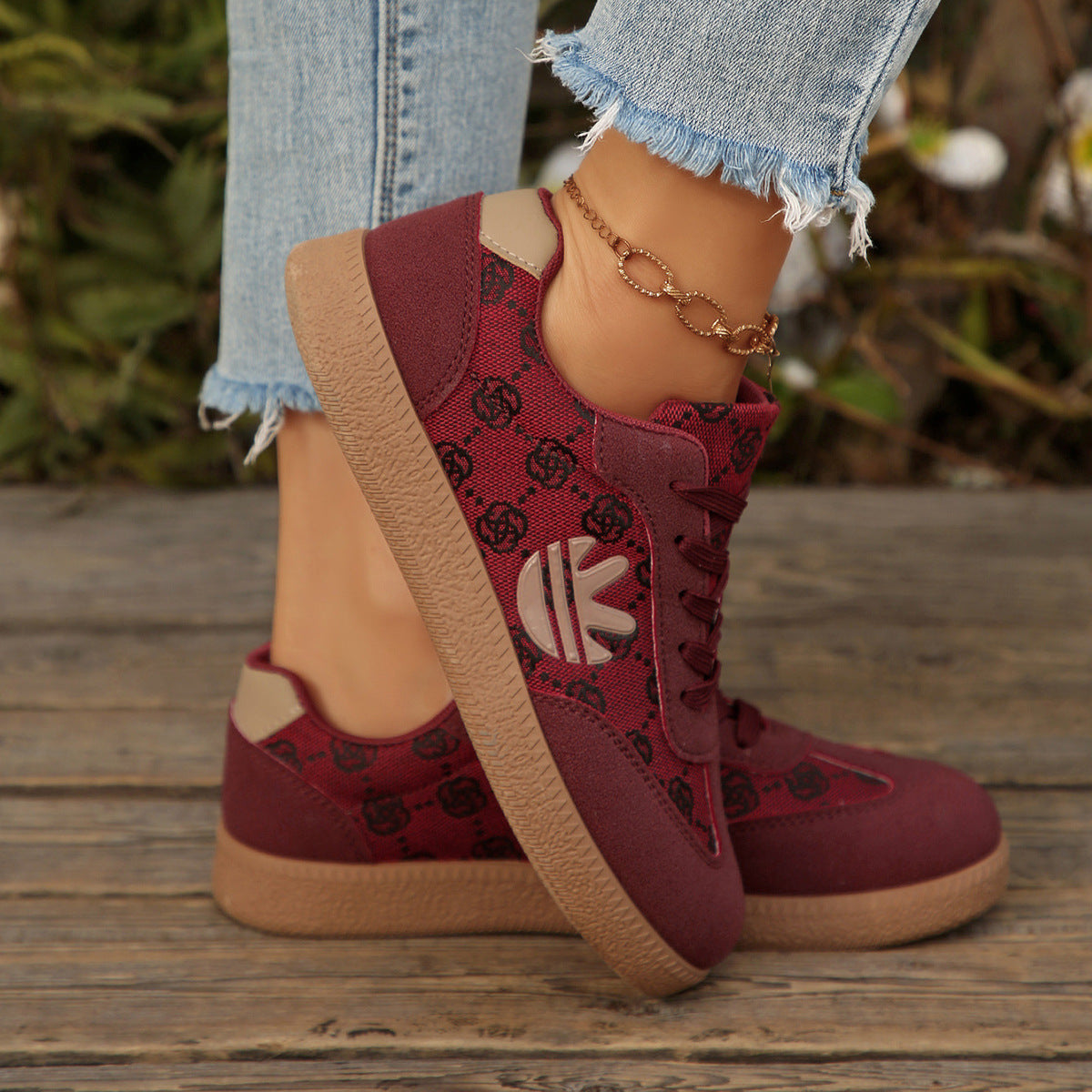 Damen Sportliche Sneakers mit bequemer samtiger Oberfläche und trendigem Grafikdesign R&B