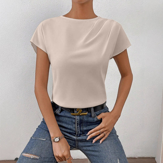 Damen Elegantes Kurzarm-Top mit modernem Schnitt und fließendem Stoff R&B