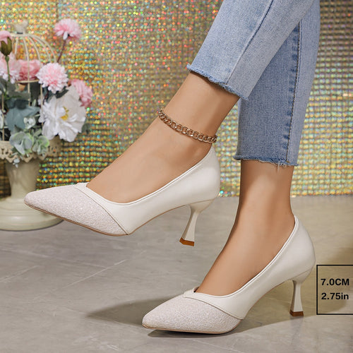 Damen nan spitze Pumps mit strukturierter Vorderkappe, geschwungener Pfennigabsatz und gepolstertem Komfortfußbett R&B