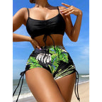 Damen Bikini-Set mit verstellbaren Trägern und floralem Volant R&B