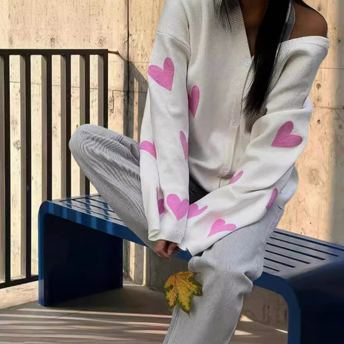 Damen Pullover mit Herzmotiven R&B