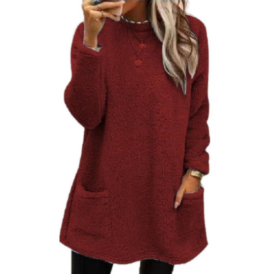 Damen Kuscheliger Fleece-Pullover mit weitem Schnitt und praktischen Taschen R&B