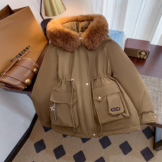 Damen Winterjacke mit abnehmbarem Kunstpelzkragen und praktischen Taschen R&B
