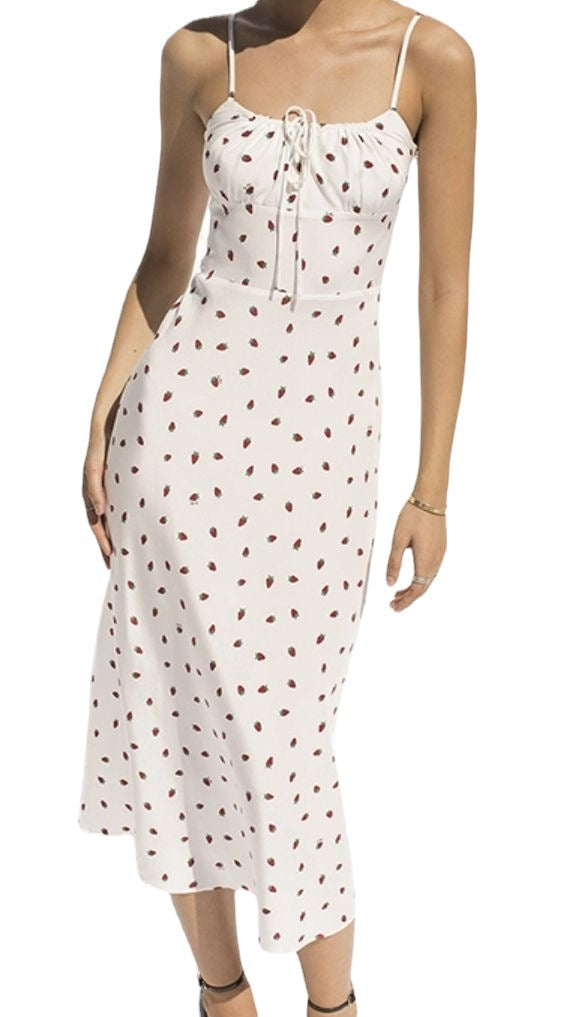 Damen Maxikleid mit feinen Punkten und verstellbaren Spaghettiträgern R&B