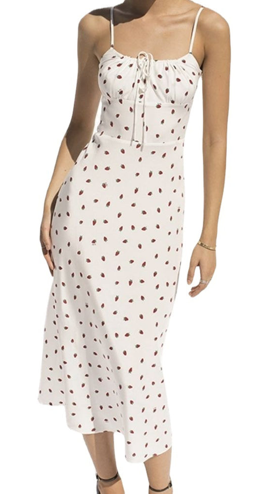 Damen Maxikleid mit feinen Punkten und verstellbaren Spaghettiträgern R&B