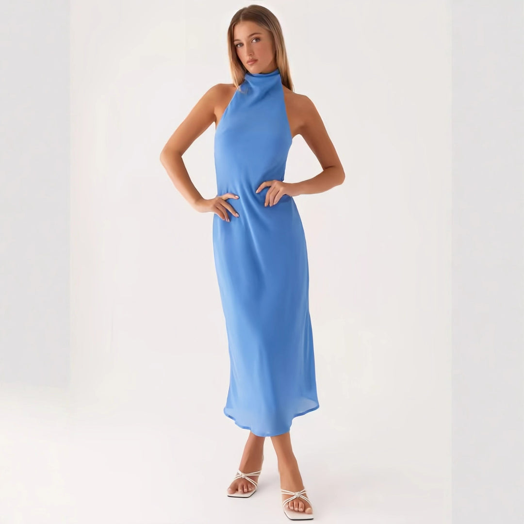 Damen elegantes Maxikleid mit halber Höhe und schmalem Schnitt R&B