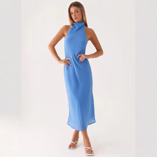 Damen elegantes Maxikleid mit halber Höhe und schmalem Schnitt R&B