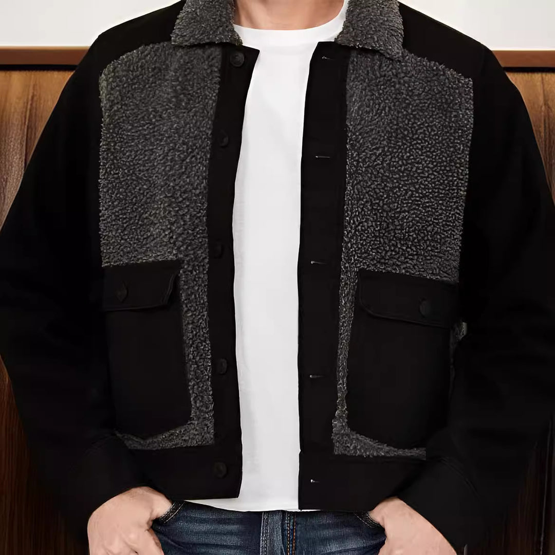 Herren warme Fleecejacke mit praktischen Taschen und weichem Kragen R&B