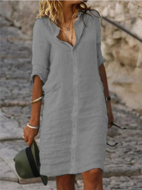 Damen Lässiges Hemdkleid mit Schicken Details R&B