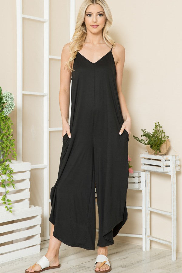 Damen luftiger Jumpsuit mit Taschen und langem Schnitt R&B