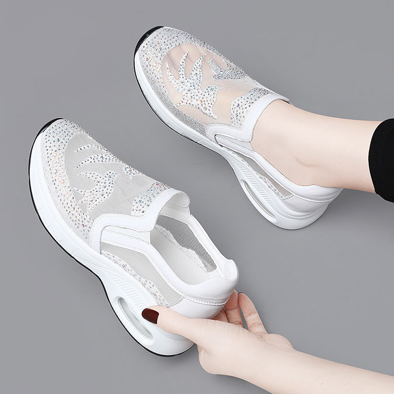 Damen Modische Mesh-Sneakers mit Glitzerakzenten R&B