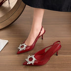 Damen Slingback-Pumps mit funkelndem Strass-Akzent R&B