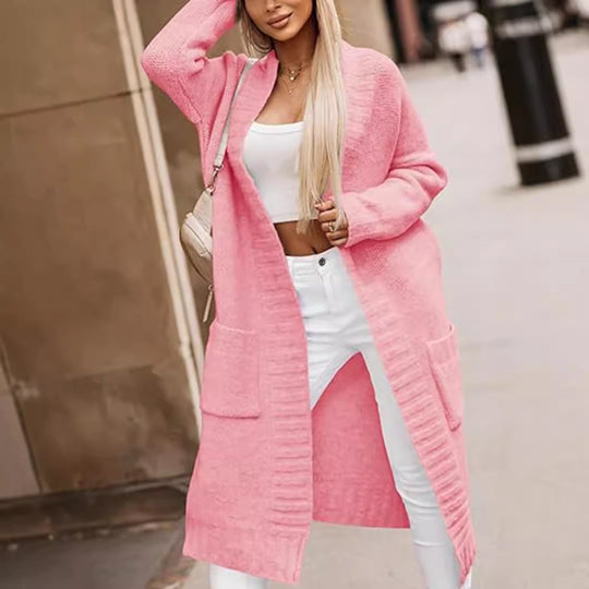 Damen Strickcardigan mit aufgesetzten Taschen und elegantem Design R&B