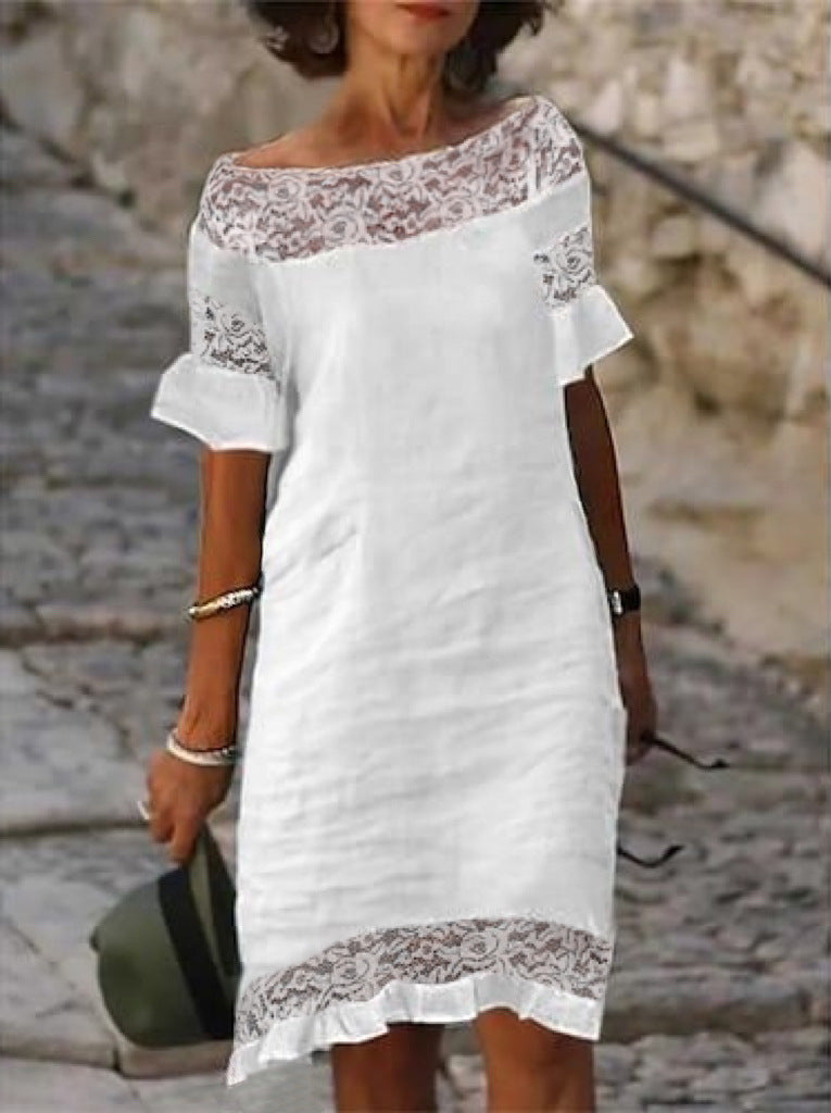 Damen luftiges Sommerkleid mit raffinierten Spitzenakzenten R&B