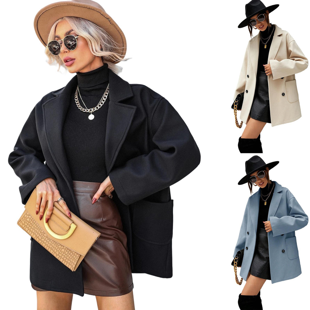 Damen Oversized Wollmantel mit modischem Schnitt und funktionalen Taschen R&B