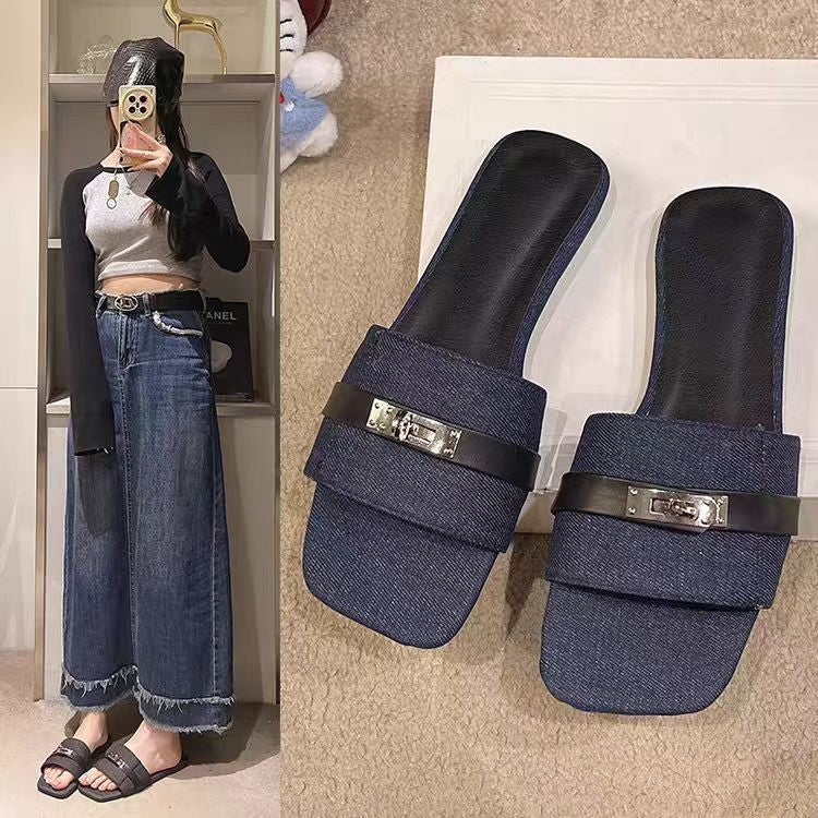 Damen Bequeme Schlappen mit modischem Riemen und elegantem Schnallenverschluss