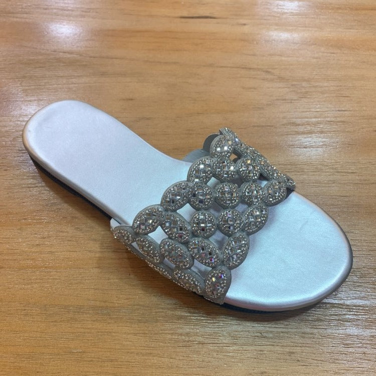 Damen elegante Riemchen-Sandalen mit funkelnden Schmuckelementen R&B