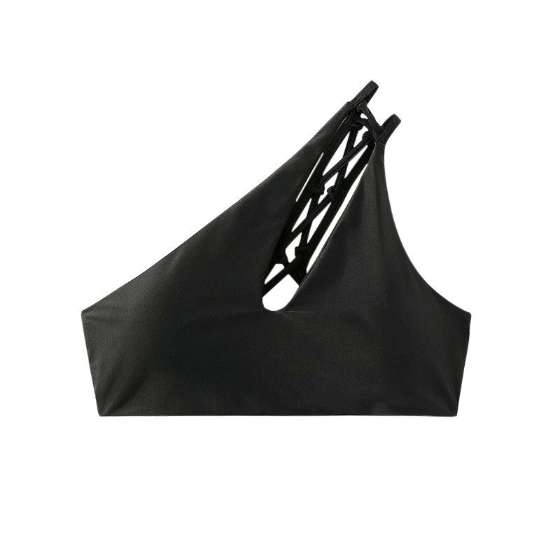 Damen Cropped Badeoberteil mit asymmetrischem Design und elegantem Cut-Out