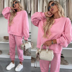 Damen Sportlicher Loungewear-Anzug mit elastischen Bündchen und weitem Schnitt R&B