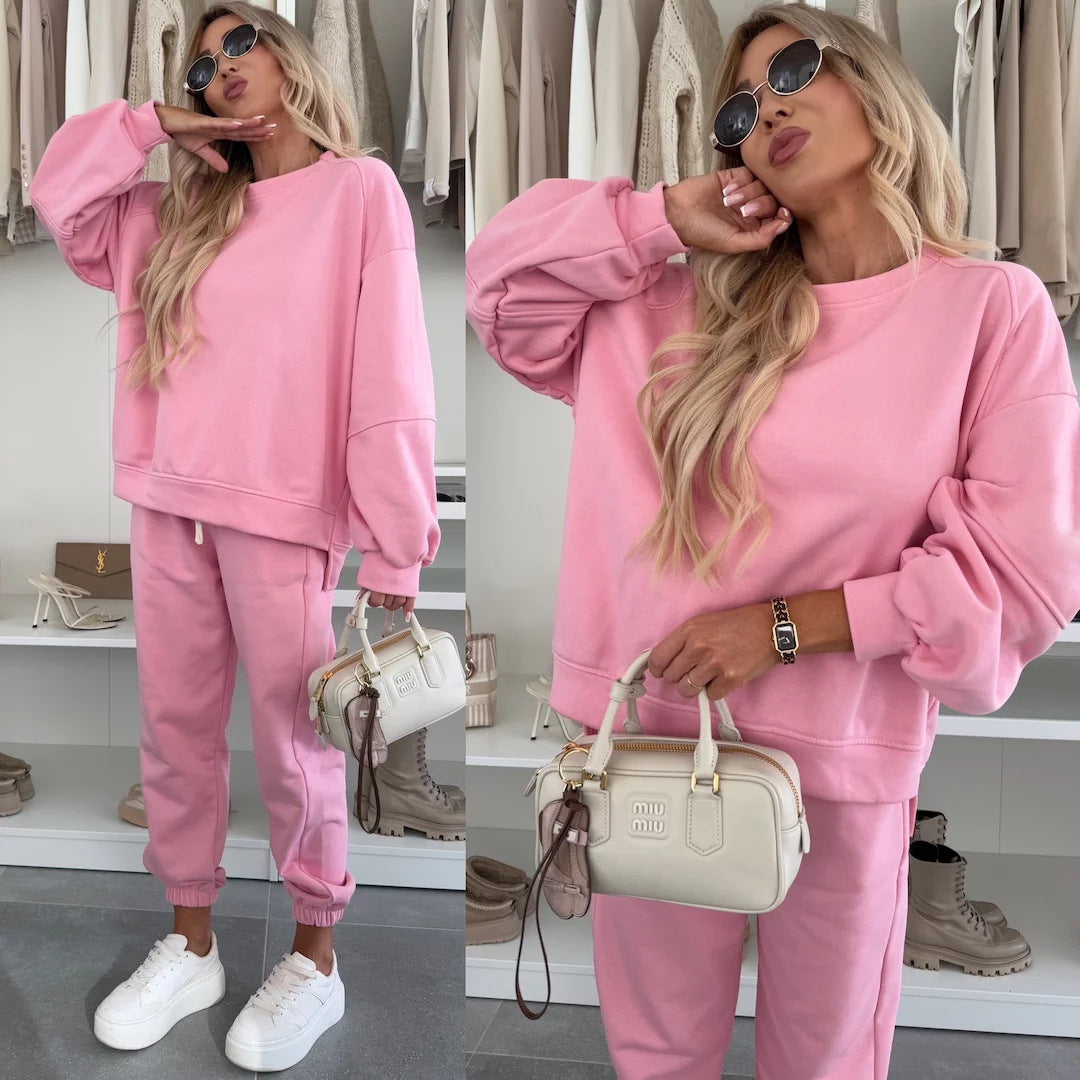 Damen Sportlicher Loungewear-Anzug mit elastischen Bündchen und weitem Schnitt R&B