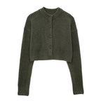 Damen cropped Strickjacke mit eleganten Knopfdetails R&B