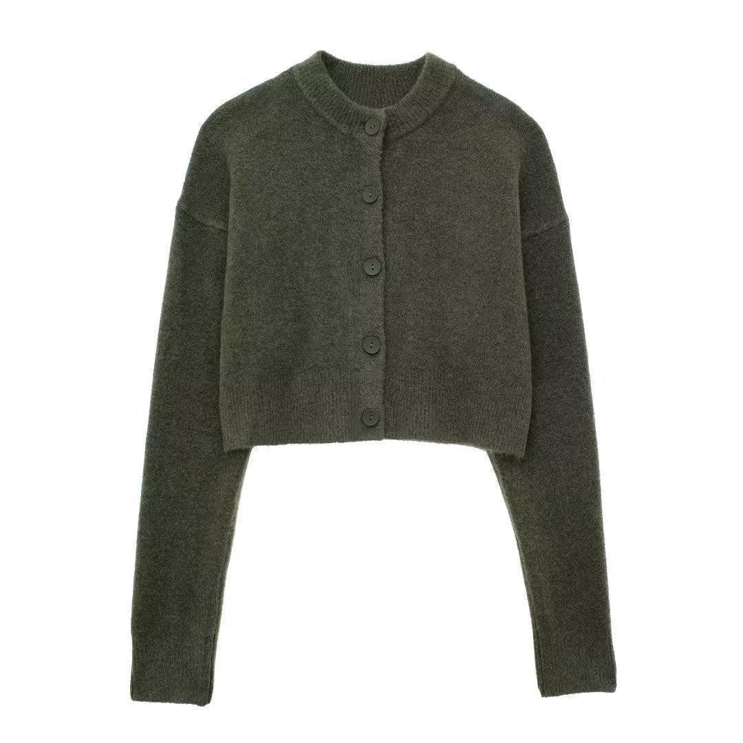 Damen cropped Strickjacke mit eleganten Knopfdetails R&B