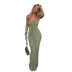 Damen Elegantes und figurbetontes Maxikleid mit Raffungen R&B