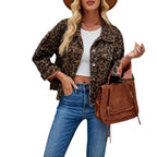 Damen Jeansjacke mit Leopardenmuster und lässigem Schnitt R&B