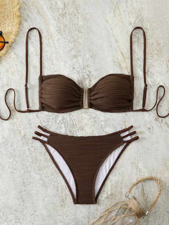 Damen Balkon-Bikini mit raffiniertem Rüschendesign und eleganten Trägern R&B