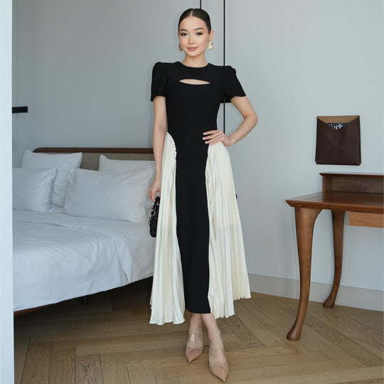 Damen Maxi-Kleid mit einzigartigem Cut-Out und drapiertem Rock R&B