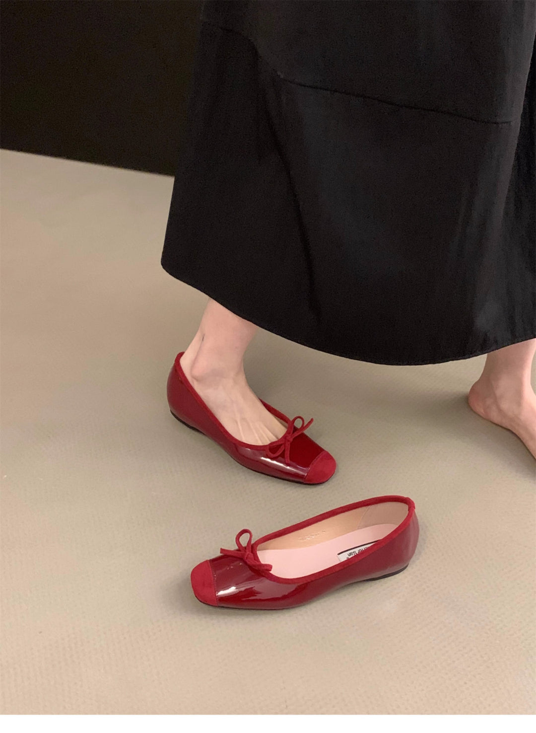 Damen Ballerinas mit eleganten Schleifen und glanzvoller Oberfläche R&B
