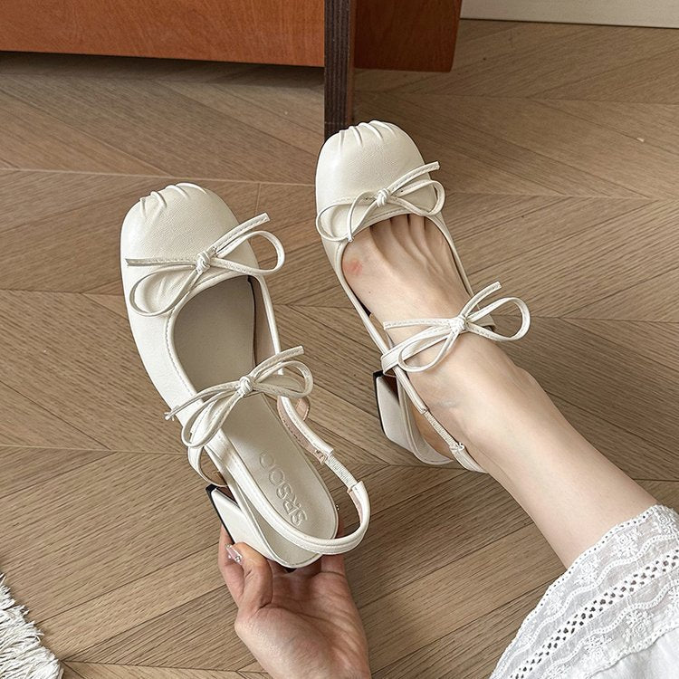 Damen elegante Slingback-Pumps mit modischem Schleifendetail und komfortablem Blockabsatz R&B