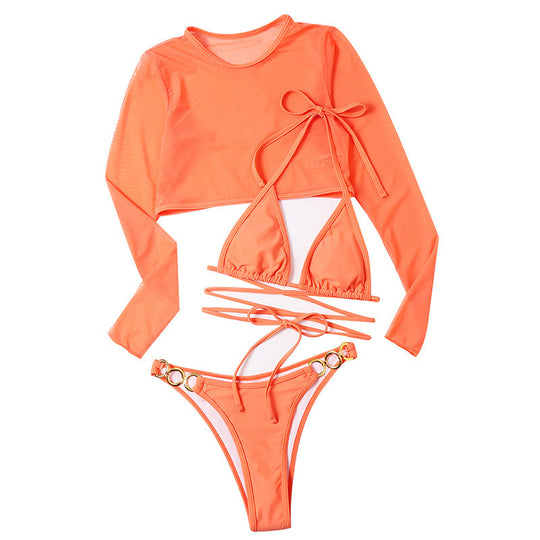 Damen Bikini-Set mit langem Oberteil und verstellbaren Bändern R&B
