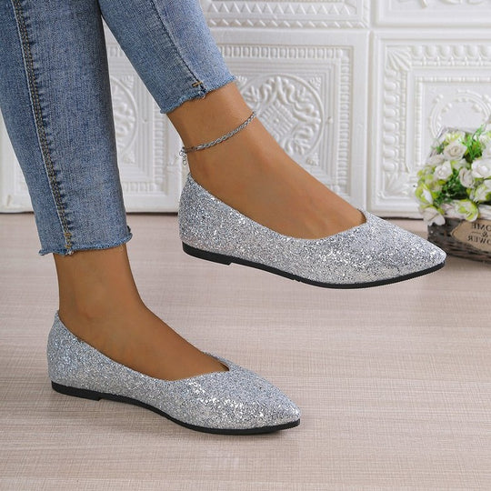 Damen Glitzernde Ballerinas mit spitzem Zehenbereich R&B