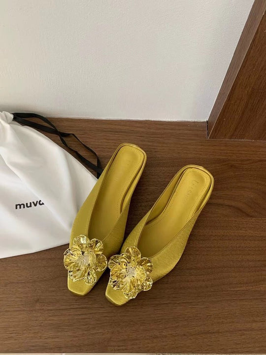 Damen elegante Ballerina-Pumps mit funkelndem Blumenakzent R&B