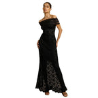 Damen Elegantes Spitzenabendkleid mit schulterfreiem Design und raffiniertem Schlitz R&B