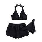 Damen Sportliches Bikini-Set mit leicht gepolstertem Oberteil und elastischen Shorts