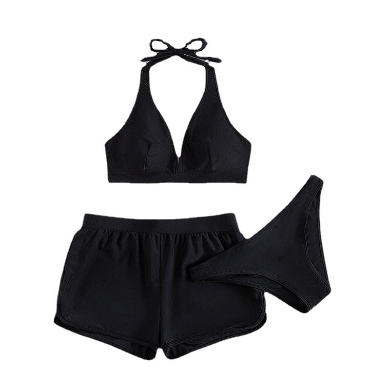 Damen Sportliches Bikini-Set mit leicht gepolstertem Oberteil und elastischen Shorts