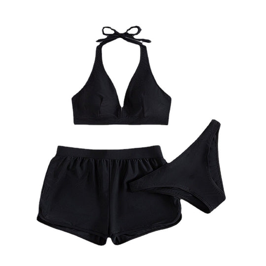 Damen Sportliches Bikini-Set mit leicht gepolstertem Oberteil und elastischen Shorts R&B
