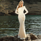 Damen Elegantes langes Abendkleid mit raffinierten Drapierungen
